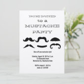 Fun Black Mustache Party Invitation Kaart (Staand voorkant)