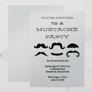 Fun Black Mustache Party Invitation Kaart