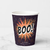 Fun Black & Orange Boo Halloween Papieren Bekers (Achterkant)