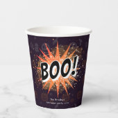 Fun Black & Orange Boo Halloween Papieren Bekers (Voorkant)