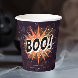 Fun Black & Orange Boo Halloween Papieren Bekers