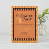 Fun Black Oranje Ghost Cute Halloween Party Kaart (Staand voorkant)