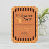 Fun Black Oranje Ghost Cute Halloween Party Kaart (Staand voorkant)