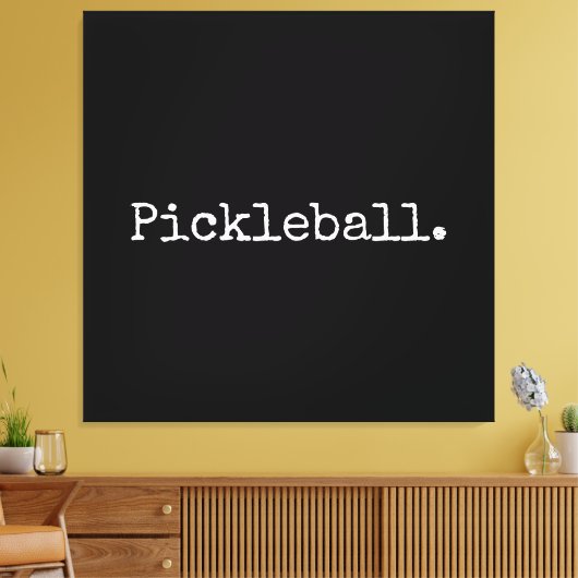 Fun Black Retro White Text Pickleball Statement Canvas Afdruk (Insitu (Woonkamer))