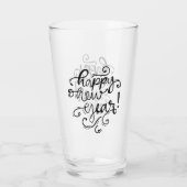 Fun Black Script Happy Nieuwjaar Glas (Achterkant)