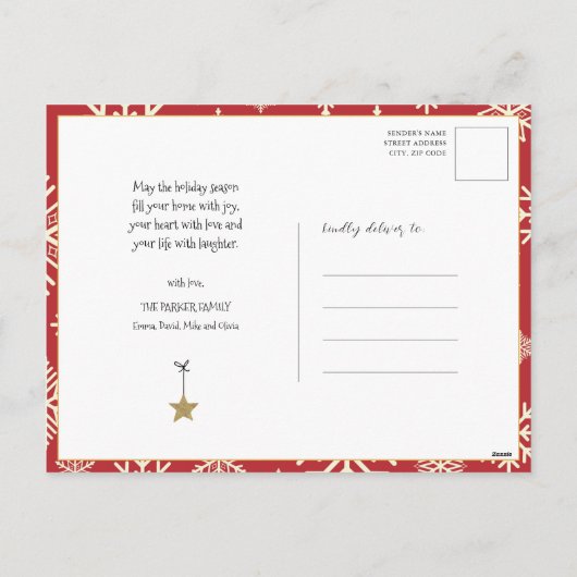 Fun Black Script Santa Reindeer Name Kerstmis Feestdagenkaart (Achterkant)