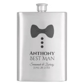 Fun Black Stropdas Tuxedo Best Man Silver Flask Flacon (Voorkant)