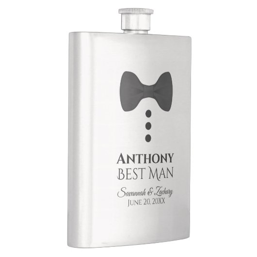 Fun Black Stropdas Tuxedo Best Man Silver Flask Flacon (Rechts)