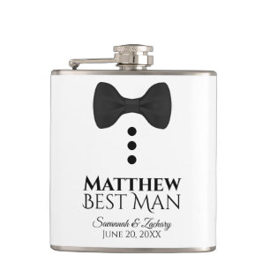 Fun Black Stropdas Tuxedo Best Man Wedding Flask Heupfles