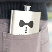 Fun Black Stropdas Tuxedo Groom Silver Flask Flacon (Voorbeeld)