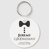 Fun Black Stropdas Tuxedo Groomsman Weddenschap Sleutelhanger (Voorkant)