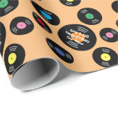 Fun black vinyl platen rock & roll Verjaardag Cadeaupapier (Rol Hoek)