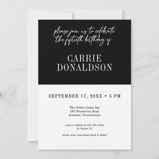 Fun Black White Fifty Fabulous Pink Lips Birthday Kaart (Achterkant)