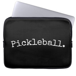 Fun Black White Retro Curved Pickleball Motto Laptop Sleeve
