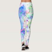 Fun Blauw Groen Paarse & Roze Verfspetter Leggings (Achterkant)