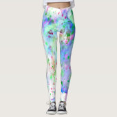 Fun Blauw Groen Paarse & Roze Verfspetter Leggings (Voorkant)