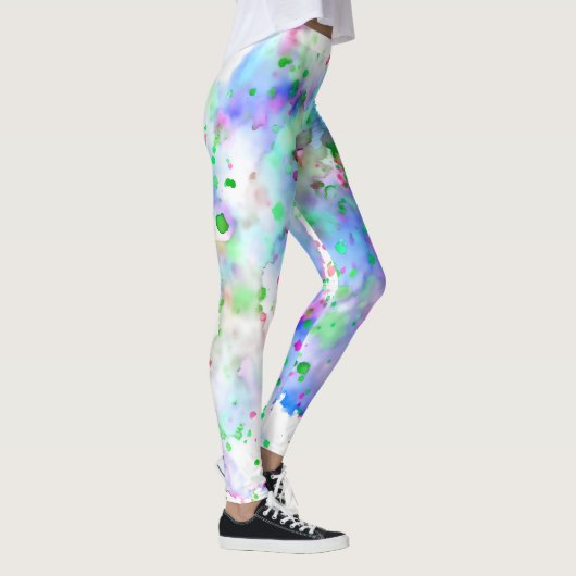 Fun Blauw Groen Paarse & Roze Verfspetter Leggings (Rechts)