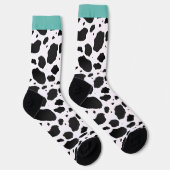 Fun Blauwgroen Animal Koe Print Sokken (Rechts)