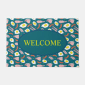 Fun Blauwgroen Blue Egg en Bacon Fried Breakfast Deurmat (Voorkant)