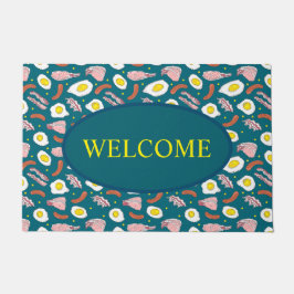 Fun Blauwgroen Blue Egg en Bacon Fried Breakfast Deurmat