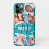 Fun Blauwgroen Family Photo Collage Case-Mate iPhone Case (Achterkant)