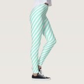 Fun Blauwgroen Groen Diagonaal Striped Leggings (Rechts)