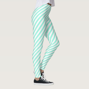 Fun Blauwgroen Groen Diagonaal Striped Leggings