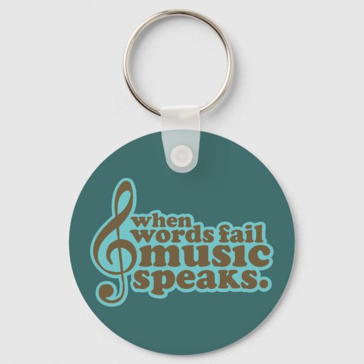 Fun Blauwgroen Music Speaks Musician Gift Sleutelhanger (Voorkant)