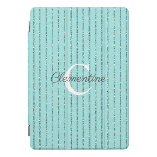 Fun Blauwgroen Turquoise Blue Glitter Stripes Mono iPad Pro Cover