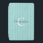 Fun Blauwgroen Turquoise Blue Glitter Stripes Mono iPad Mini Cover<br><div class="desc">Leuke Blauwgroen Turquoise Blue Glitter Stripes Monogram hoes met blauwgroen blauw faux glitter strepen en ruimte voor uw aangepaste monogram en naam. Eenvoudig aan te passen met tekst, lettertypen en kleuren. Creëer door Zazzle pro designer BK Thompson © exclusief voor Cedar en String; neem contact met ons op als u...</div>