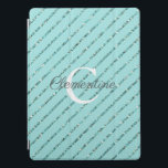Fun Blauwgroen Turquoise Blue Glitter Stripes Mono iPad Pro Cover<br><div class="desc">Fun Blauwgroen Turquoise Blue Glitter Stripes Monogram cover met turkooise blauwgroen faux glitter strepen en ruimte voor uw aangepaste monogram en naam. Eenvoudig aan te passen met tekst, doopvonten, en kleuren. Creëer door Zazzle pro ontwerper BK Thompson © uitsluitend voor Cedar en Koord; te contacteren gelieve ons als u hulp...</div>