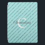 Fun Blauwgroen Turquoise Blue Glitter Stripes Mono iPad Pro Cover<br><div class="desc">Fun Blauwgroen Turquoise Blue Glitter Stripes Monogram cover met turkooise blauwgroen faux glitter strepen en ruimte voor uw aangepaste monogram en naam. Eenvoudig aan te passen met tekst, doopvonten, en kleuren. Creëer door Zazzle pro ontwerper BK Thompson © uitsluitend voor Cedar en Koord; te contacteren gelieve ons als u hulp...</div>