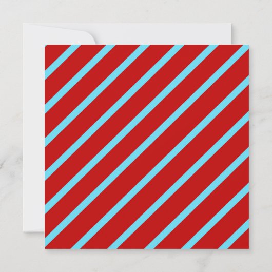 Fun Blauwgroen Turquoise Red Diagonal Stripes Gift Kaart (Achterkant)