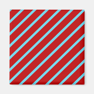 Fun Blauwgroen Turquoise Red Diagonal Stripes Gift Magneet