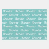 Fun Blauwgroen & White SHOWER Coordinated Inpakpapier Vel (Voorkant 3)