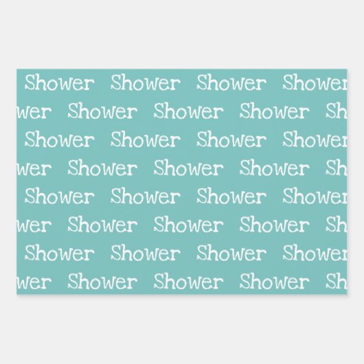 Fun Blauwgroen & White SHOWER Coordinated Inpakpapier Vel (Voorkant 3)