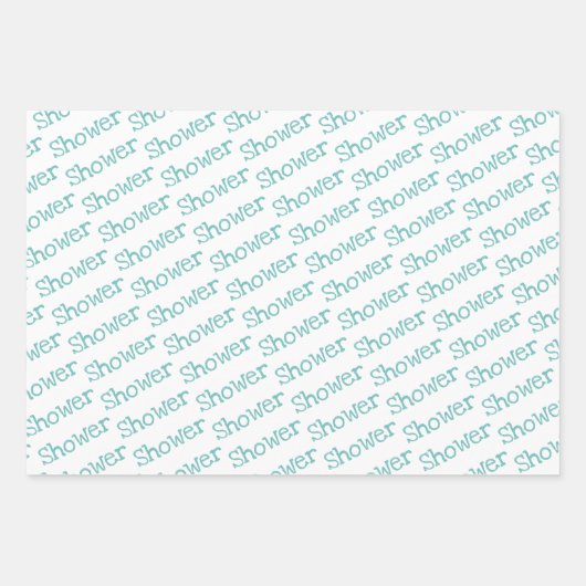 Fun Blauwgroen & White SHOWER Coordinated Inpakpapier Vel (Voorkant 2)