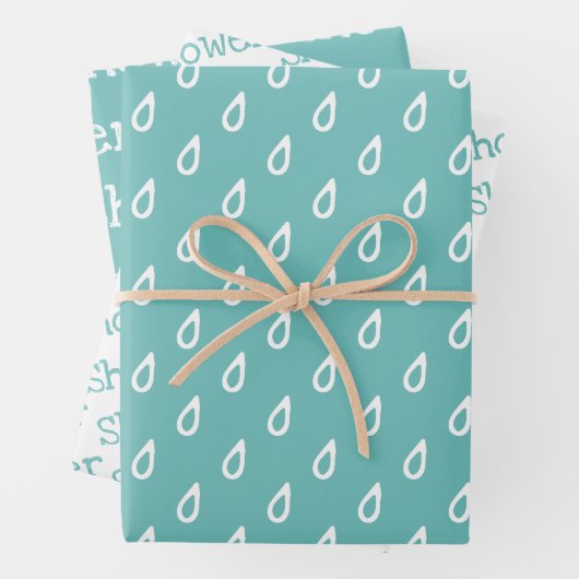 Fun Blauwgroen & White SHOWER Coordinated Inpakpapier Vel (In situ)