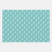 Fun Blauwgroen & White SHOWER Coordinated Inpakpapier Vel (Voorkant)