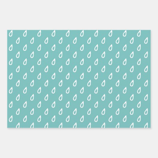 Fun Blauwgroen & White SHOWER Coordinated Inpakpapier Vel (Voorkant)