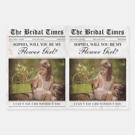 Fun Bloemenmeisje Proposal Newspaper Bloemenboeket Inpakpapier Vel (Voorkant 2)