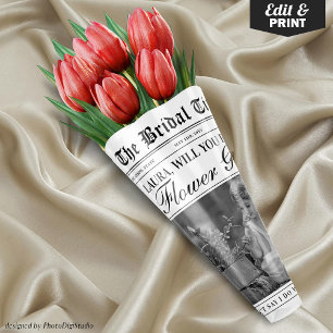 Fun Bloemenmeisje Proposal Newspaper Bloemenboeket Inpakpapier Vel
