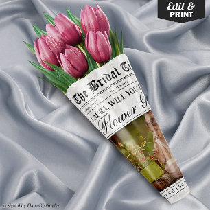 Fun Bloemenmeisje Proposal Newspaper Bloemenboeket Inpakpapier Vel