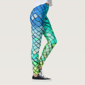 Fun Blue Abstracte geometrische zeemeermin schalen Leggings (Rechts)