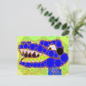 Fun Blue Alligator Crocodile Retro Circles Mosaic Briefkaart (Staand voorkant)