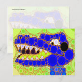 Fun Blue Alligator Crocodile Retro Circles Mosaic Briefkaart (Voorkant / Achterkant)
