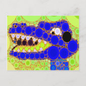 Fun Blue Alligator Crocodile Retro Circles Mosaic Briefkaart (Voorkant)