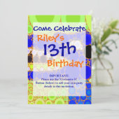 Fun Blue Alligator Crocodile Retro Circles Mosaic Kaart (Staand voorkant)