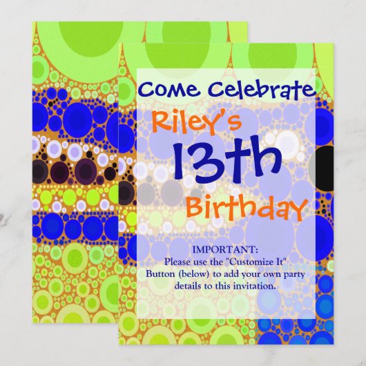 Fun Blue Alligator Crocodile Retro Circles Mosaic Kaart (Voorkant / Achterkant)