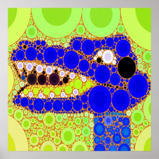 Fun Blue Alligator Crocodile Retro Circles Mosaic Poster (Voorkant)